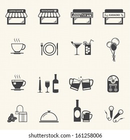 Cafe. Coffee shop and Restaurant icon set