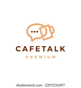 Cafe Coffee Talk Chat Bubble Cup Social Message Logo Vector Icon Illustration