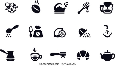 Vektorsymbole aus Cafe, Kaffee und Tee