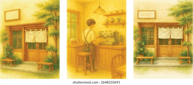 Cafe Café coleção de cores de água arte cor de água