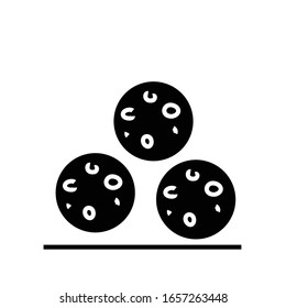 Cafe cookies black icon, concept illustration, vector flat symbol, glyph sign.