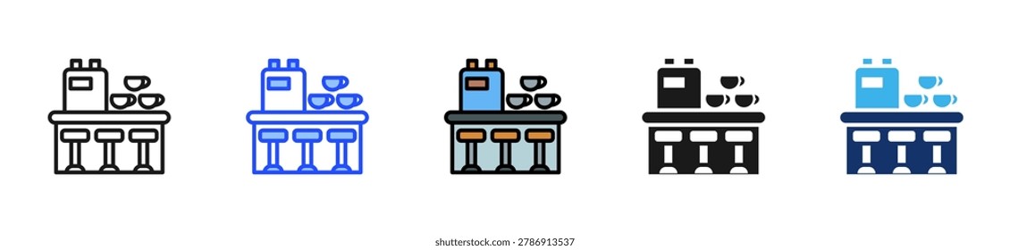 Cafe Counter Icon Collection With Multiple Styles