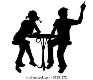 2,673 Couple Silhouette Pointing Images, Stock Photos & Vectors ...