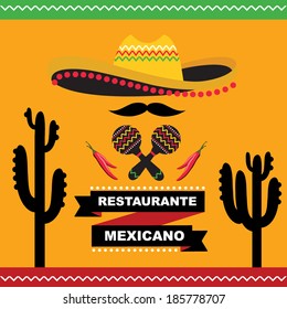 Cafe cover for menu mexican, template design.Vector illustration.