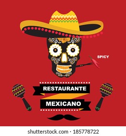 Cafe cover for menu mexican, template design.Vector illustration.