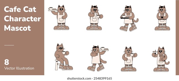 Cafe Cozy Cat Character Mascot