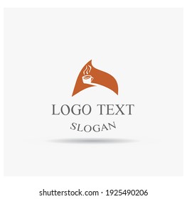Cafe creative logo with coffee mug letter A or F logo design template