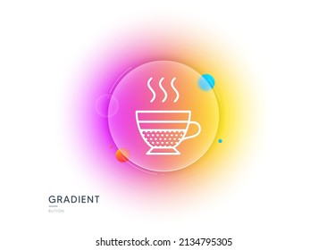 Cafe creme icon. Gradient blur button with glassmorphism. Hot drink sign. Beverage symbol. Transparent glass design. Cafe creme line icon. Vector
