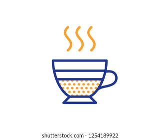 Cafe creme icon. Hot drink sign. Beverage symbol. Colorful outline concept. Blue and orange thin line color icon. Cafe creme Vector