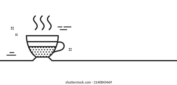 Cafe creme icon. Hot drink sign. Beverage symbol. Minimal line illustration background. Cafe creme line icon pattern banner. White web template concept. Vector