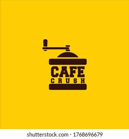 Café Crush. diseño de logotipo plano para moler café
