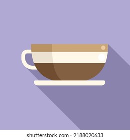 Cafe cup icon flat vector. Cream view. Drink barista