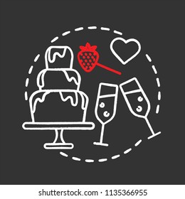Cafe date chalk concept icon. Couple in love pastime. Romantic relationships idea. Vector isolated chalkboard illustration