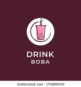 cafe design logo with the symbol of boba drink glass