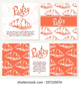 Cafe design template. Hand drawn dessert card. Set of  restaurant menu template for corporate identity.