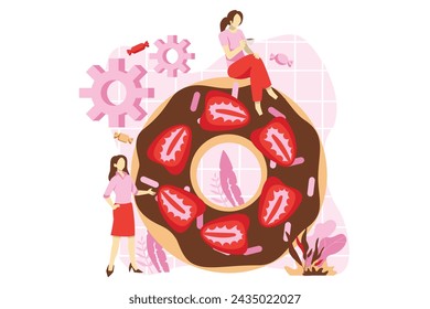 Cafe Dessert Flat Design Illustration