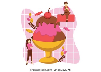 Café Postre Diseño plano Ilustración