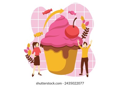 Cafe Dessert Flat Design Illustration