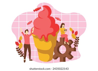 Cafe Dessert Flat Design Illustration