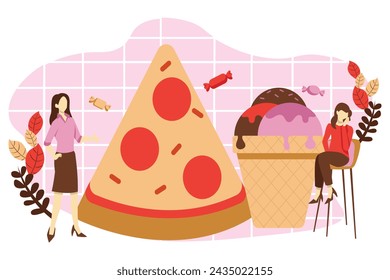 Cafe Dessert Flat Design Illustration