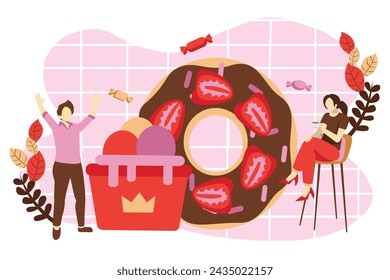 Cafe Dessert Flat Design Illustration