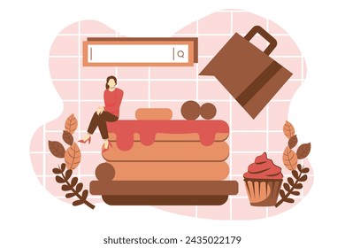Cafe Dessert Flat Design Illustration