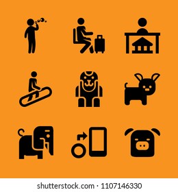 cafe, device, adult and labrador icon set. Vector illustration for web and design.