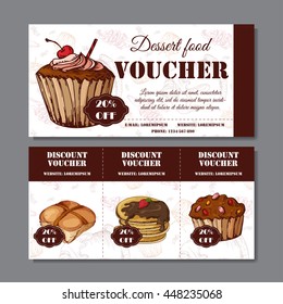 Cafe discount voucher for your business. Modern style with food element on background. Template vector