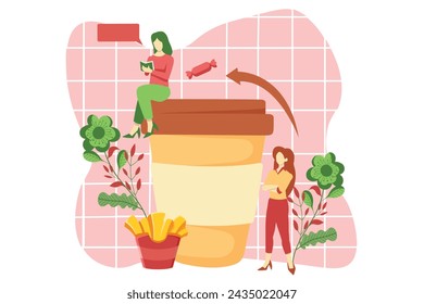 Cafe Drink Flat Design Illustration