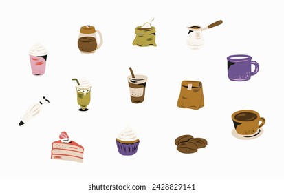 Cafe Elements Vector Illustration in Flat Style