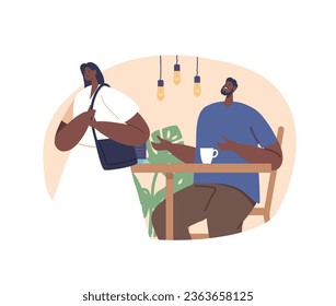In Cafe Emotions Hung Heavy As Female Character She Walked Away From Man, Leaving A Shattered Connection In Her Wake