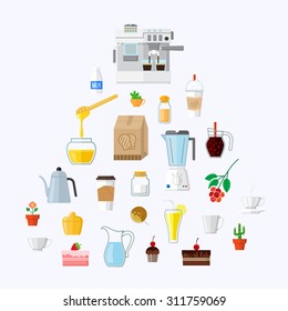 cafe equipment icons collection2. a vector illustration for decorate coffee shop.