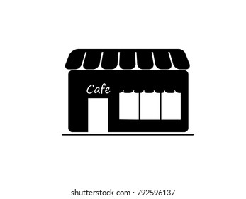 Cafe facade, restaurant building with showcase vector Illustration 