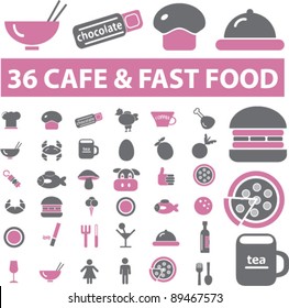 cafe & fast food icons set, vector illustrations