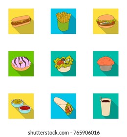 Cafe, fast, picnic and other web icon in flat style.Leg, chicken, meat, icons in set collection.