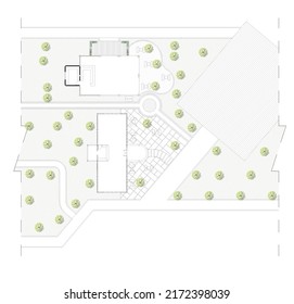 cafe floor plan and garden landscape