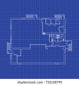 Cafe floor plan without furniture for your design. Vector blueprint. Modern architectural background.