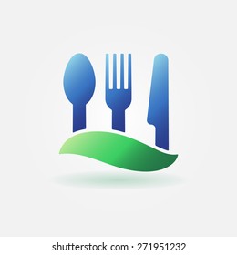 Cafe or food icon - vector knife, fork and spoon, cafe logo or sign