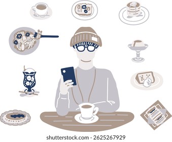 Cafe food image illustration (color)