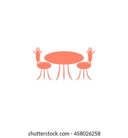 Cafe furniture icon. Table and chairs icon