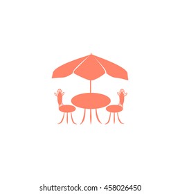 Cafe furniture icon. Table and chairs icon