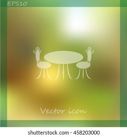 Cafe furniture icon. Table and chairs icon