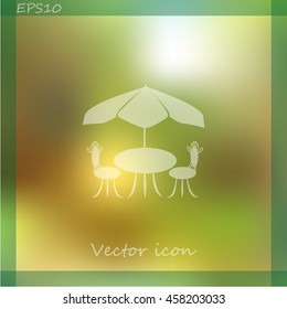 Cafe furniture icon. Table and chairs icon