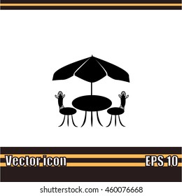 Cafe furniture icon. Table and chairs icon