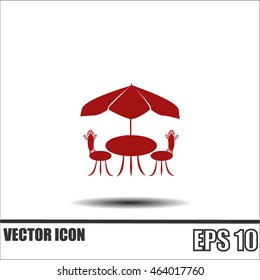 Cafe furniture icon. Table and chairs icon
