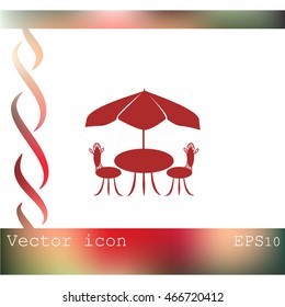 Cafe furniture icon. Table and chairs icon