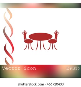 Cafe furniture icon. Table and chairs icon