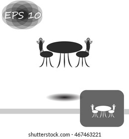 Cafe furniture icon. Table and chairs icon
