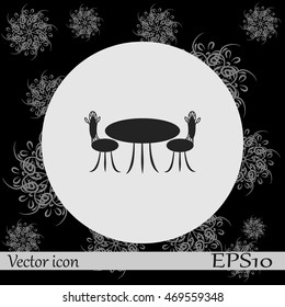 Cafe furniture icon. Table and chairs icon