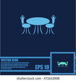 Cafe furniture icon. Table and chairs icon